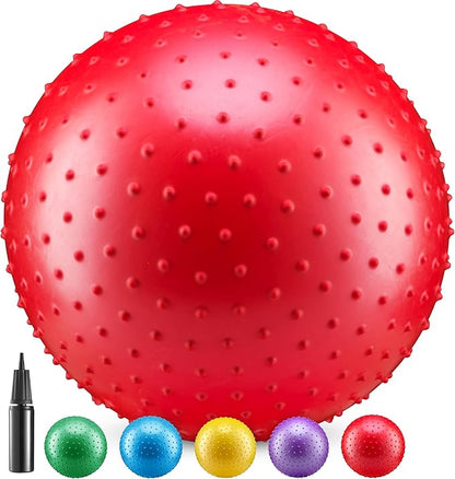 Bedwina 18-Inch Big Balls for Toddlers and Kids - Inflatable Giant Balls for Kids with Hand Air Pump, Big Bouncy, Sensory Play, Stress Toy, Knobby, Large Playground, Recess, Games for Children