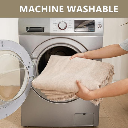 MYSKY HOME Couch Cover 3 Cushion Sofa with Tassel Chenille Sofa Covers Couch Covers for 3 Cushion Couch Sofa Slipcovers for Sectional l Shaped Couch Dogs Protector Furniture Covers, 71" X150", Khaki