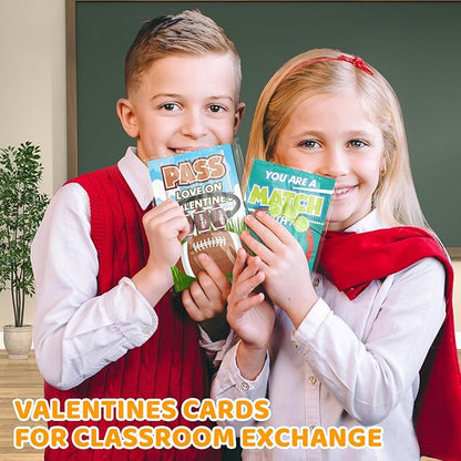 Valentines Day Cards for Kids, 24 Pack Adjustable Sports Charm Bracelets with Valentines Day Cards for Valentine School Party Favors for Kids Boys Girls, Kids Exchange Valentines Day Gifts