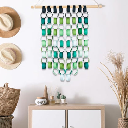 CHRORINE 600Pcs Colorful Paper Chains Strips for Birthday Party Decorations DIY Crafts Supplies (Green, 1 x 7.08 inches)