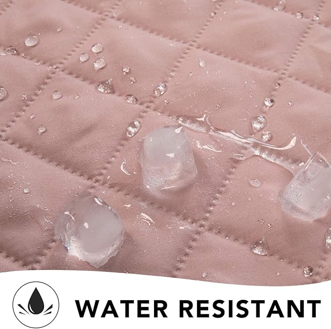 PureFit Reversible Quilted Sofa Cover, Water Resistant Slipcover Furniture Protector, Washable Couch Cover with Non Slip and Elastic Straps for Kids, Dogs, Pets (XX Large, Pink/Beige)