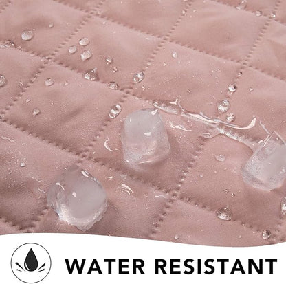 PureFit Reversible Quilted Sofa Cover, Water Resistant Slipcover Furniture Protector, Washable Couch Cover with Non Slip and Elastic Straps for Kids, Dogs, Pets (XX Large, Pink/Beige)