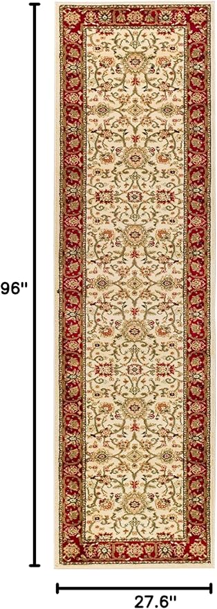 SAFAVIEH Lyndhurst Collection Runner Rug - 2'3" x 8', Ivory & Red, Traditional Oriental Design, Non-Shedding & Easy Care, Ideal for High Traffic Areas in Living Room, Bedroom (LNH212K)