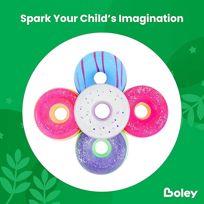 Boley Jumbo Sidewalk Chalk Set for Kids - 6 Pack Washable, Multi-Color Donut Chalks for Outdoor Play, Driveways, Pavements - Large Chalk Toys for Creative Arts, Street Art, Education