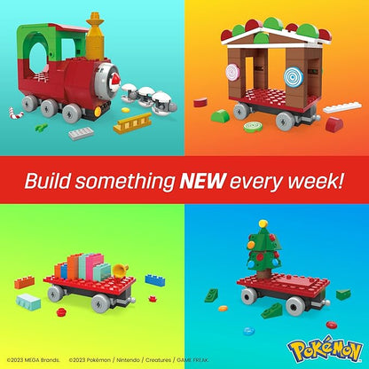 MEGA Pokémon Building Toys Set Holiday Train with 373 Pieces, 4 Articulated and Poseable Characters and Surprises, for Kids (Amazon Exclusive)