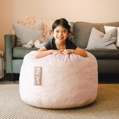 Big Joe Fuf Small Foam Filled Bean Bag Chair, Desert Rose Plush, Soft Polyester, 2 feet
