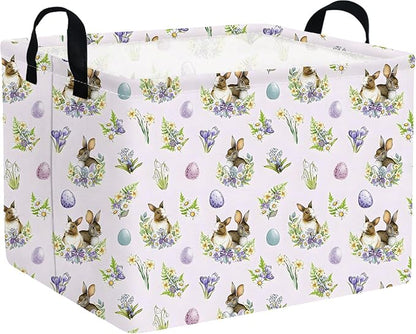 Rectangular Cute Easter basket,Easter basket empty,Storage Basket for baby Bedroom,Toy Gift Organizerm,Kids Storage Bin,Gift baskets,Easters Home Decor(Purple Easter egg)