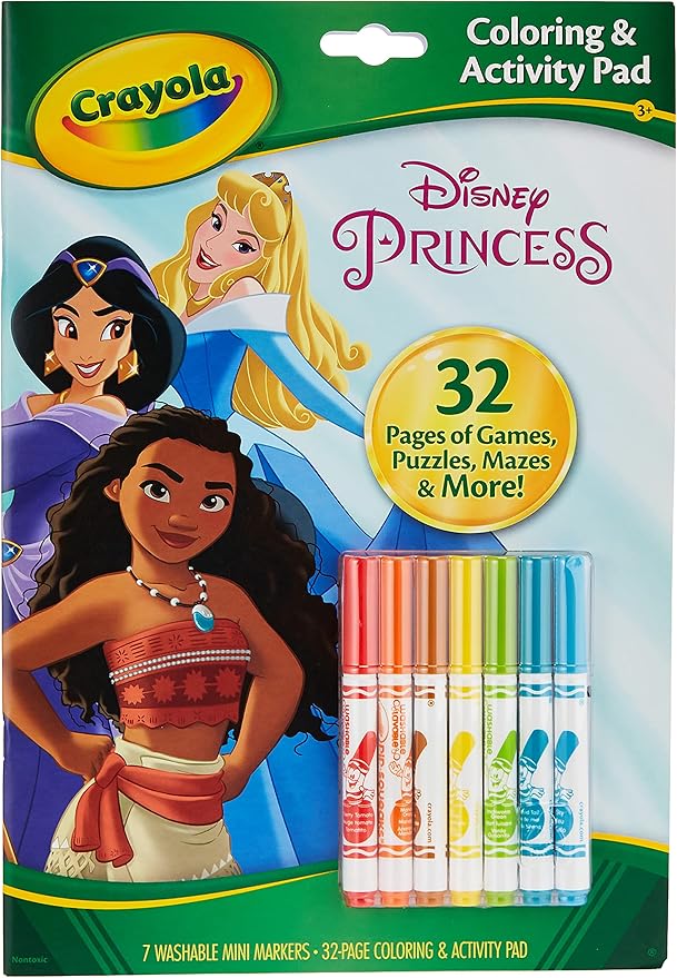 Crayola Disney Princess Color & Activity Book, 32 Coloring Pages & 7 Mini Markers, Gift for Kids, Packaging May Vary