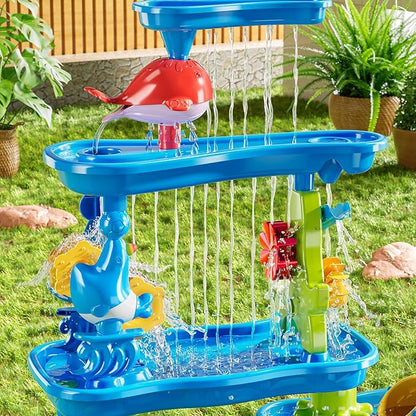 5-Tier Water Table for Toddlers 1-3 3-5, Water Table for Kids with Sand Beach Toys, Water and Sand Sensory Table Beach Outdoor Birthday Gifts Toys for Kids Toddlers Age 3 4 5 6 7 8 Boys Girls