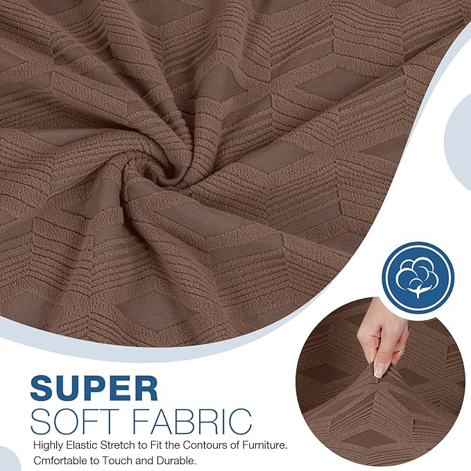 TAOCOCO Oversized Recliner Cover Stretch Recliner Chair Covers, Jacquard Reclining Chair Cover, Furniture Protector Sofa Slipcovers Couch Covers with Elastic Bottom for Kids, Pets(Brown)