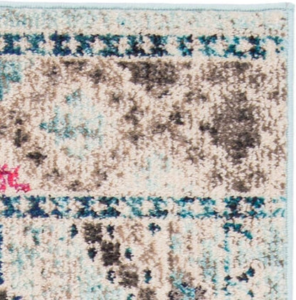 SAFAVIEH Madison Collection Runner Rug - 2'2" x 6', Blue & Yellow, Boho Diamond Distressed Design, Non-Shedding & Easy Care, Ideal for High Traffic Areas in Living Room, Bedroom (MAD418K)