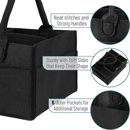 Mr. Pen- Baby Diaper Caddy Organizer, Black, Medium, Nursery Storage Bin and Car Organizer for Diapers and Baby Wipes