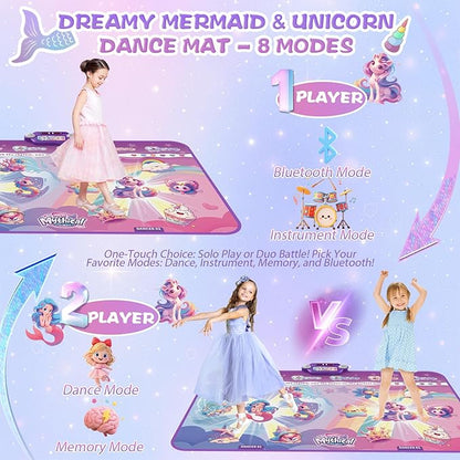 maysida Kids Dance Mat Toy, Dancing Music Mat with 1 & 2 Player Mode, Large Size (59 * 38 in), Birthday for 3 4 5 6 7 8 Year Old Girls Toddlers