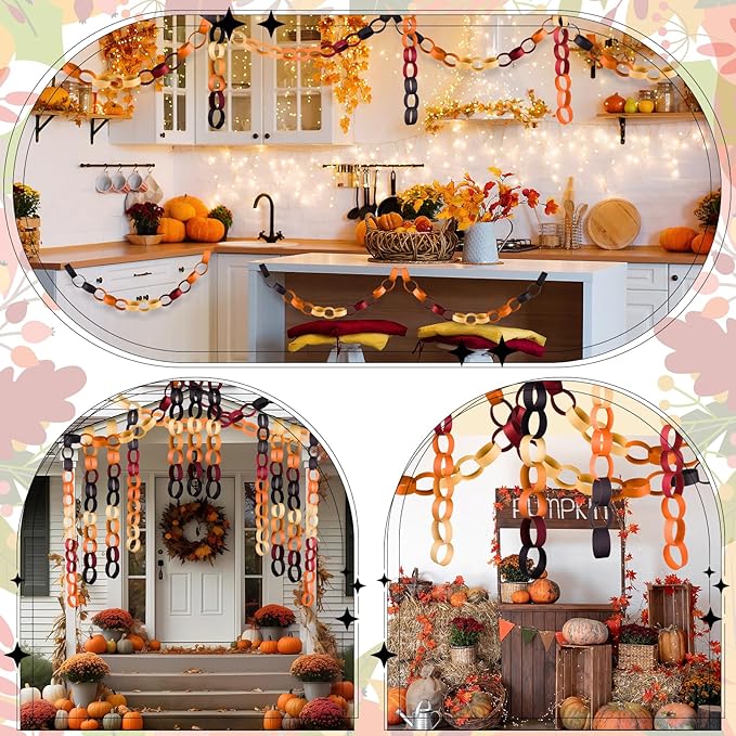 CHRORINE 600Pcs Colorful Paper Chains Strips for Birthday Party Decorations DIY Crafts Supplies (Orange, 1 x 7.08 inches)