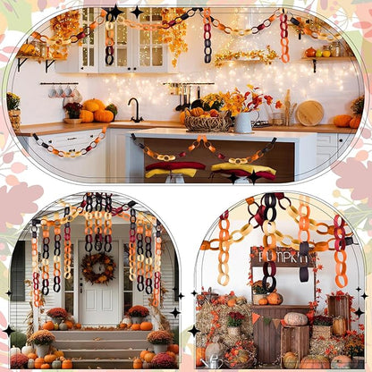 CHRORINE 600Pcs Colorful Paper Chains Strips for Birthday Party Decorations DIY Crafts Supplies (Orange, 1 x 7.08 inches)