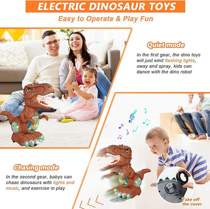 Dinosaur Toys for Kids 3-4 Year Old Boy,Roar Music and Lights Toddler Toy for Boys Girls,Moving Dino Baby Toy with Mist Spray & 1 Wheel,Electric Dinosaur Toy for Kids 3-5 Christmas Birthday Gifts