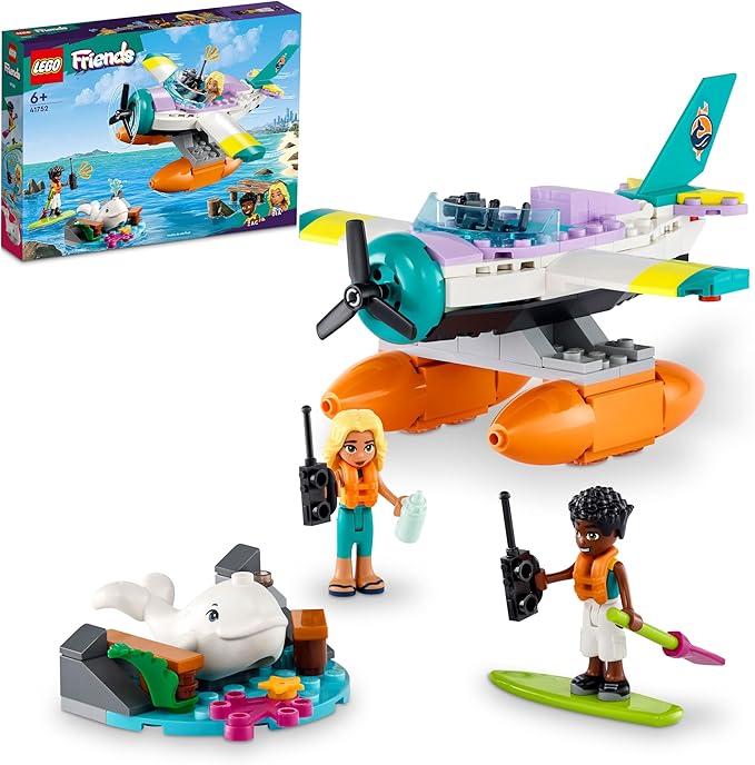 LEGO 41752 Friends Sea Rescue Plane, Airplane Toy with Whale Figure and Mini Dolls, Animal Care Gift for Birthday for Girls, Boys and Children from 6 Years