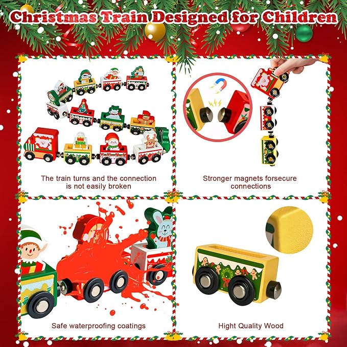 Advent Calendar 2025 Magnetic Wooden Animal Train for Kids,24 Day Christmas Advent Calendar Surprise Train,Montessori Magnetic Train Toy Christmas Countdown Gift for Toddlers,Boys and Girls