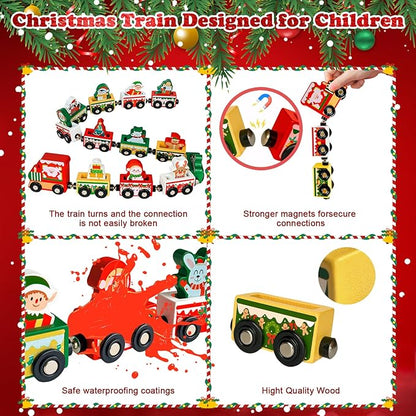 Advent Calendar 2025 Magnetic Wooden Animal Train for Kids,24 Day Christmas Advent Calendar Surprise Train,Montessori Magnetic Train Toy Christmas Countdown Gift for Toddlers,Boys and Girls