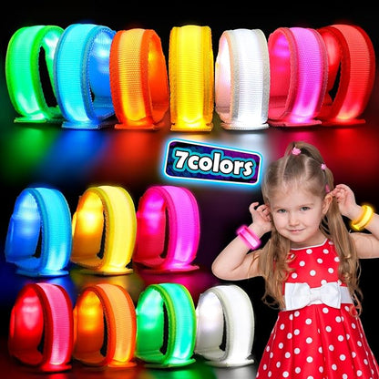 14/7 PCS LED Glow Bracelets, LED Light Up Bracelets for Kids Adults,Glow in The Dark Party Favors Supplies for Valentine's Day Gifts, Night Events, Concerts Rave Sports Accessories...
