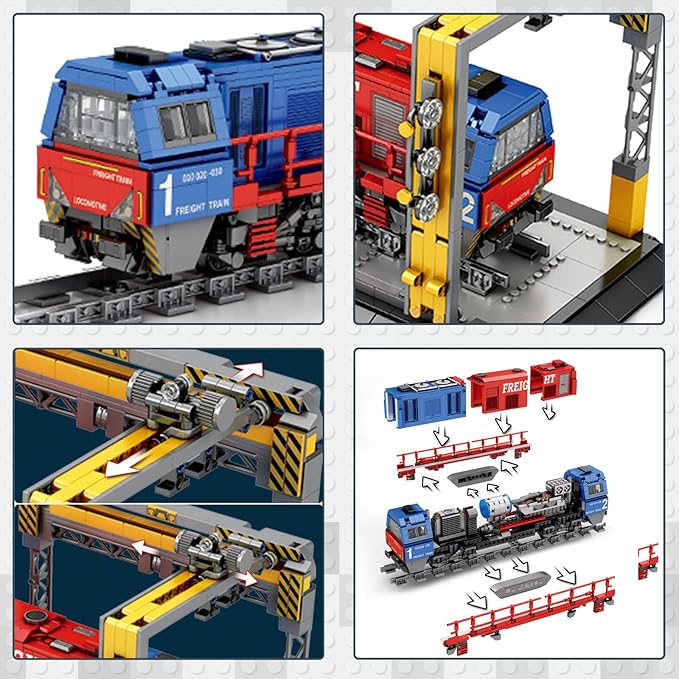JMBricklayer Train Building Set for Adults, G2000 City Freight Train with Train Track, Diesel Locomotive Model Collectible or Display, Gift for Boys Girls 51106