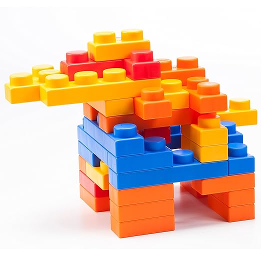 UNiPLAY Basic Soft Building Blocks — Cognitive Development Toy, Educational Blocks, Interactive Sensory Chew Toy for Ages 3 Months and Up (120-Piece Set)