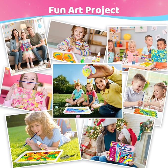 Water Marbling Paint for Kids, Easter Basket Stuffers,Birthday Gifts for Kids 3+ Years Old,Arts and Crafts for Girls Boys Ages 8-12 6-8 3-5,STEM Science Toys