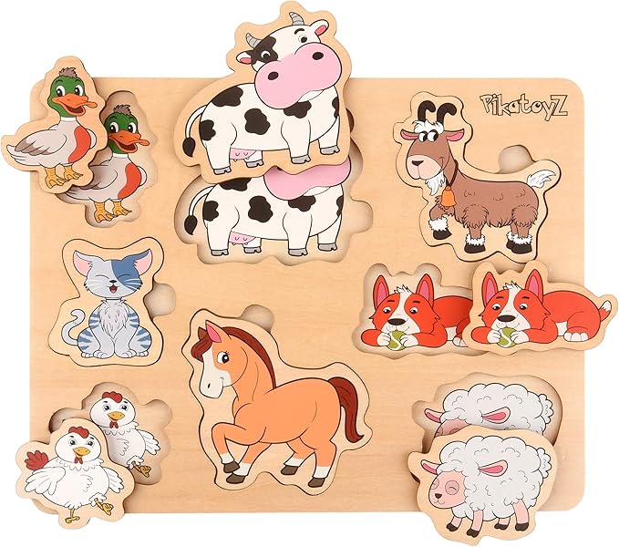 Wooden Puzzles for Toddlers 1-3 (Farm)