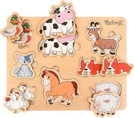 Wooden Puzzles for Toddlers 1-3 (Farm)