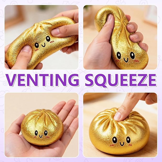 Flashing Dumplings,Soft and Cute Flashing Dumpling Toy,Dumpling Stress-Relieving Ball,Elastic Tabletop Toy,Soft and Squeezable Stress-Relieving Dough (White)