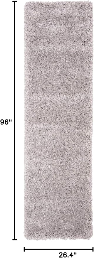 SAFAVIEH Royal Shag Collection Runner Rug - 2'2" x 8', Grey, Non-Shedding & Easy Care, 2-inch Thick Ideal for High Traffic Areas in Living Room, Bedroom (RYG115F)