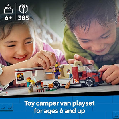 LEGO City Holiday Adventure Camper Van Building Toy Set - Vacation Toy for Kids, Boys and Girls, Ages 6+ - Includes 3 Minifigures and Accessories - Gift Idea for Birthdays and Holidays - 60454