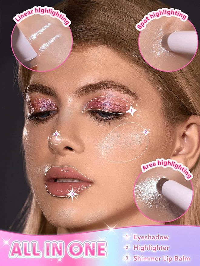 SHEGLAM Crystal Jelly Glaze Stick Eye Shadow Stick Eyeliner Brightener Pencil Crayon with Brush Easy to Blend Long Lasting Shimmer Eyeshadow-Rock Star