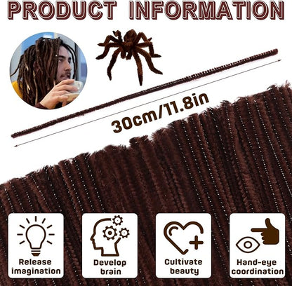 180 Pieces Pipe Cleaners Chenille Stem, Brown Pipe Cleaner, Craft Pipes Cleaners, 11.8inch Christmas Pipes Cleaner Chenille Stems for DIY Art Crafts Decorations Supplies (Dark Brown)