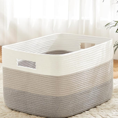 Artfeel Blanket Basket,Rectangle Woven Baskets for Storage,100L Laundry Basket for Decorative Nursery Blanket,Toys,Dirty Clothes and Magazine in Shelves,Baby Room,and Living Room