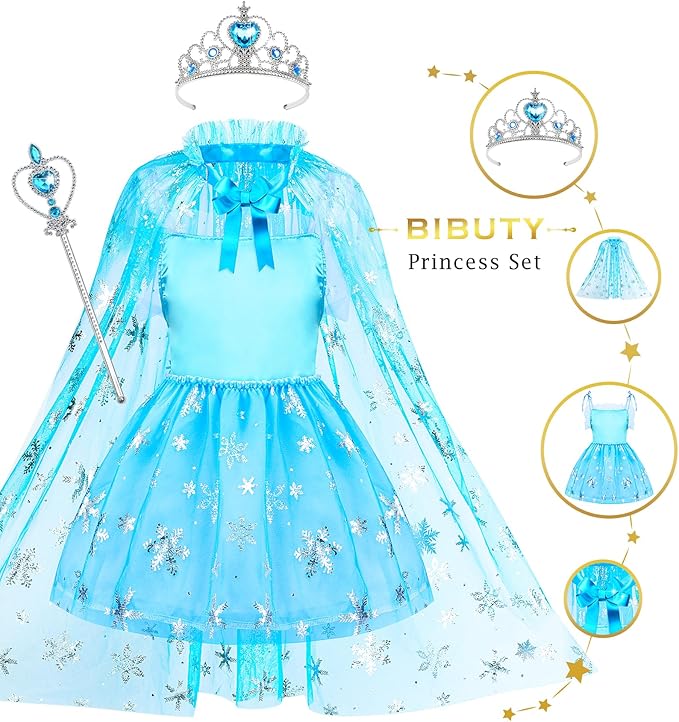 Kids Makeup Kit for Girls Princess Dress Up for Girls, BIBUTY Pretend Play Fake Makeup Set Toy for Girls with Princess Dress Costume Princess Shoes Crown, Princess Toy Gift for 3-6 Toddler Little Girl