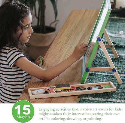 Wooden Art Easel for Kids 3 Years and Up, Deluxe Double-Sided Tabletop Easel, Great Gift for Girls and Boys - Best Arts & Crafts for 3, 4, 5 Year Olds and Up