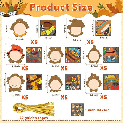 BeYumi 123Pcs Fall Scarecrow Head Craft Kit DIY Scarecrow Craft Autumn Thanksgiving Art Craft Make Your Own Scarecrow Head Set Home Classroom Game Activities Art Supplies Decor for Kindergarten Kids