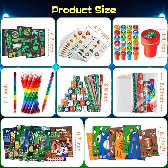 BenLouis 96Pcs Sports Party Favors Football Basketball Soccer Baseball Party Coloring Books Set Bulk for Kids Sports Themed Party Team Gift Goodie Bag Fillers School Classroom games Rewards