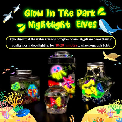 Kiditos Glow in The Dark Magic Water Elf Toy Kit, Magic Aqua Fairy Water Gel Kit with 6 Glow Colors and 6 Molds. Christmas Gifts, Birthday Gifts, Party Favors, Arts & Crafts DIY STEM for Kids