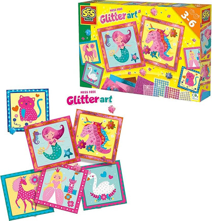 SES Creative: Mess-Free Glitter Art Set - 336 Shiny Foil Diamond & Glitter Foam Stickers, Sticker Cards & Pom Poms, DIY Crafts Kit, Toy Kids Ages 3+