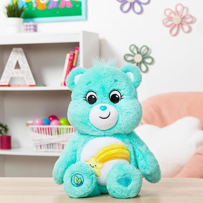 Care Bears 14' Wish Bear Plushie - Medium Size - Sky Blue Plush for Ages 4+ – Perfect Stuffed Animal Holiday, Birthday Gift, Super Soft and Cuddly – For Girls and Boys, Collectors