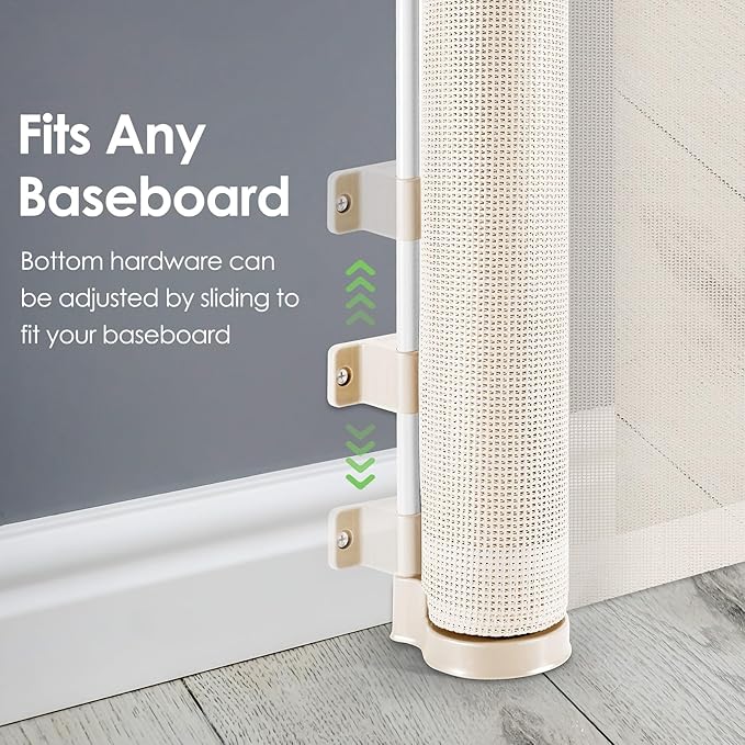 90 Inch Retractable Baby Gates Extra Wide Dog Gates for The House Extra Long Baby Gate for Stairs Child Gates for Wide Openings Large Dog Gate Indoor Outdoor Pet Gates for Dogs, Beige