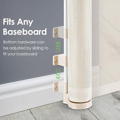 90 Inch Retractable Baby Gates Extra Wide Dog Gates for The House Extra Long Baby Gate for Stairs Child Gates for Wide Openings Large Dog Gate Indoor Outdoor Pet Gates for Dogs, Beige