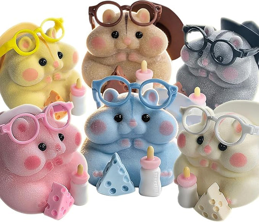 6-Pack Handmade Taba Squishy Hamster Toy, Cute Squishy Hamster Fidget Toy, Realistic Hamster Toy, Soft Silicone Mochi Furry Toy, Stress Relief Gift for Adults & Kids, Sensory Anxiety Plushie(6 colors)