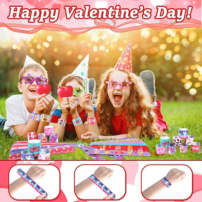 Valentine's Day Gifts for Kids Party Favors 48PC Valentine's Slap Bracelets for Kids Gifts for Students and Classes Valentine's Treats for Children Valentine's Bracelets Goodie Bag Fillers for Kids
