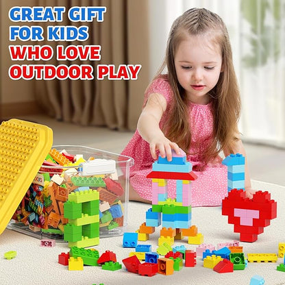 burgkidz 150PCS Jumbo Building Blocks with Clear Storage Box & Baseplate Lid - STEM Educational Toys for Toddlers 3+ Years, Compatible with Major Building Systems