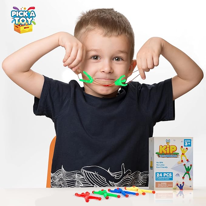 24-Piece Climbing Man Sticky Toy Set - Mini Toys Flexible and Stretchy Wall Tumbler Crawlers for Boys and Girls - Assorted Colors - Perfect Birthday and End of Year Party Favors