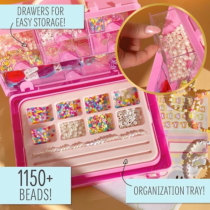 STMT Personalized Jewelry Studio, Create Over 50 Premium Pieces, Trendy Bracelet Making Kit, Includes Metal Bracelet Charms, Removable Beading Tray & Jewelry Making Supplies, Great Teen Girl Gifts