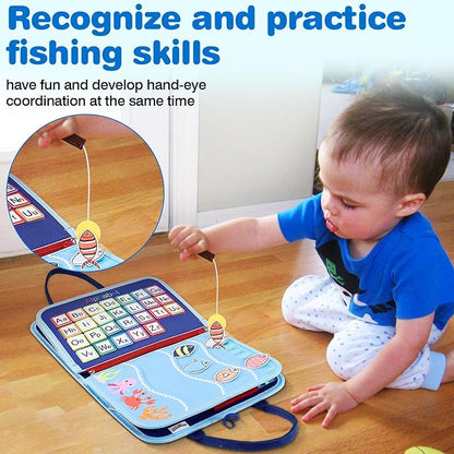 JHkim Busy Board Montessori Toys for 1 2 3 4 Year Old Boys Girls Gifts, Sensory Toy for Toddlers 1-3, Educational Activities Travel Toy for Airplane Car, Busy Book for Learning Fine Motor Skills,Blue